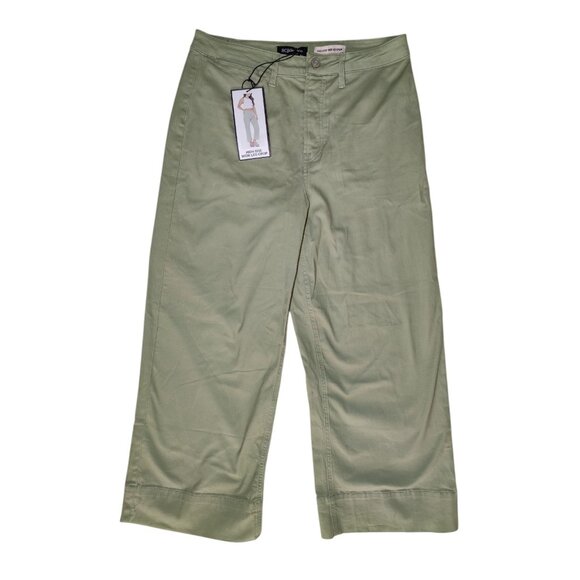 BCBGeneration High Rise Wide Leg Crop Twill Pants Light Green Button Fly 13/31 - Picture 1 of 7